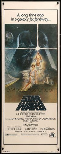 3d114 STAR WARS insert '77 George Lucas classic sci-fi epic, iconic montage art by Tom Jung!