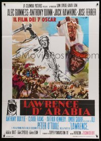 3d137 LAWRENCE OF ARABIA Italian 1p R70s David Lean classic, Peter O'Toole, cool Cesselon art!