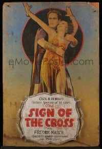 3d149 SIGN OF THE CROSS 40x60 standee '32 Cecil B. DeMille, Fredric March holding Elissa Landi