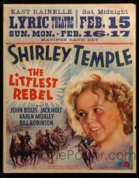 3d132 LITTLEST REBEL jumbo WC '35 great close up art of Shirley Temple + Civil War soldiers!