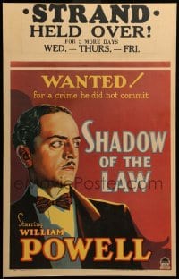 3d029 SHADOW OF THE LAW WC '30 art of William Powell, wanted for a crime he didn't commit, rare!