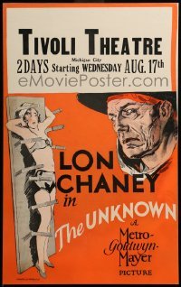 3d033 UNKNOWN WC '27 great art of knife thrower Lon Chaney with sexy assistant Joan Crawford!