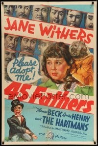 3f010 45 FATHERS 1sh '37 artwork of orphan Jane Withers who just wants to be adopted!