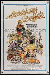 3f034 AMERICAN GRAFFITI 1sh '73 George Lucas teen classic, it was the time of your life!