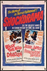 3f085 BILLY THE KID VS. DRACULA/JESSE JAMES MEETS FRANKENSTEIN'S DAUGHTER 1sh '65 western horror!