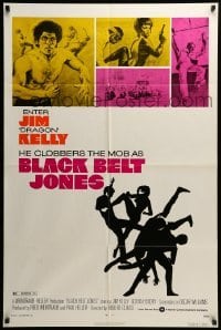 3f088 BLACK BELT JONES 1sh '74 Jim Dragon Kelly, Scatman Crothers, cool kung fu silhouette art!