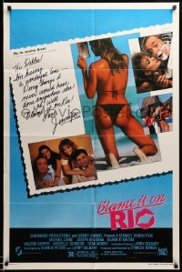 3f095 BLAME IT ON RIO 1sh '84 Demi Moore, Michael Caine, super sexy postcard image!