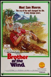 3f120 BROTHER OF THE WIND 1sh '72 cool art of Leon Ames living in nature with wolves by Tanenbaum!