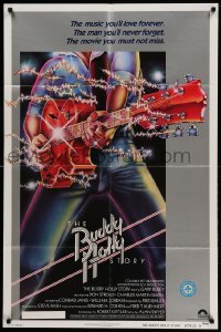 3f124 BUDDY HOLLY STORY style B 1sh '78 Gary Busey, great art of electrified guitar, rock 'n' roll