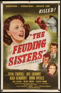 3f129 BURY ME DEAD 1sh '47 Cathy O'Donnell, Hugh Beaumont, the Feuding Sisters!