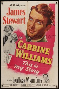 3f145 CARBINE WILLIAMS 1sh '52 great portrait art of James Stewart, Jean Hagen, Wendell Corey