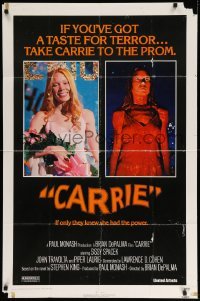 3f147 CARRIE 1sh '76 Stephen King, Sissy Spacek before and after her bloodbath at the prom!