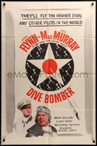 3f227 DIVE BOMBER 1sh R56 Michael Curtiz directed, aviators Errol Flynn & Fred MacMurray!