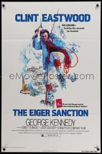 3f256 EIGER SANCTION 1sh '75 Clint Eastwood's lifeline was held by the assassin he hunted!