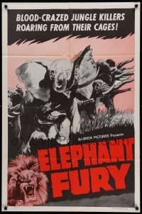 3f257 ELEPHANT FURY 1sh '56 German, blood-crazed zoo animals escaped!