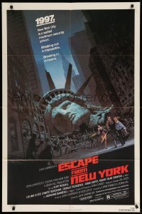 3f267 ESCAPE FROM NEW YORK NSS style 1sh '81 John Carpenter, decapitated Lady Liberty by Jackson!