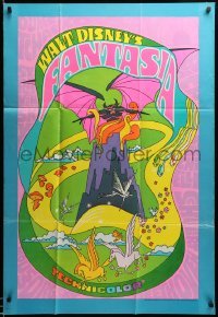 3f286 FANTASIA 1sh R70 Disney classic musical, great psychedelic fantasy artwork, Technicolor!