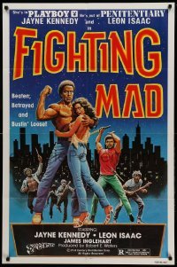 3f296 FIGHTING MAD 1sh '78 Leon & Jayne Kennedy, beaten, betrayed, and bustin' loose!