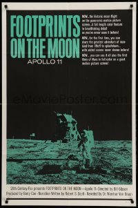 3f316 FOOTPRINTS ON THE MOON 1sh '69 the real story of Apollo 11, cool image of moon landing!