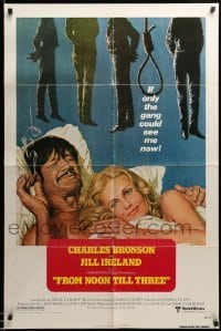 3f330 FROM NOON TILL THREE 1sh '76 art of Charles Bronson in bed with sexy Jill Ireland!