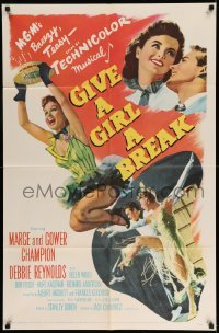 3f350 GIVE A GIRL A BREAK 1sh '53 Marge & Gower Champion dancing, Debbie Reynolds, Stanley Donen!