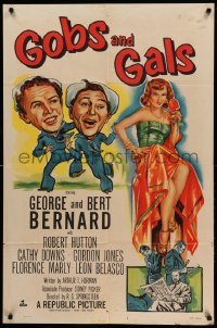 3f353 GOBS & GALS 1sh '52 wacky art of sailors George & Bert Bernard + sexy Florence Marly!