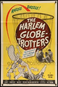 3f386 HARLEM GLOBETROTTERS 1sh '51 cool different art, black African-American basketball!
