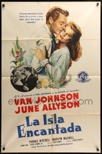 3f396 HIGH BARBAREE Spanish/US 1sh '47 pretty June Allyson loves Navy pilot Van Johnson!