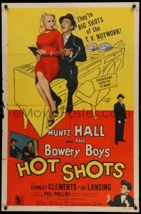 3f406 HOT SHOTS 1sh '56 Huntz Hall & The Bowery Boys, sexy Joi Lansing, TV nutwork!