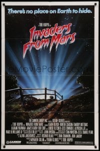 3f432 INVADERS FROM MARS 1sh '86 Tobe Hooper, art by Rider, there's no place on Earth to hide!