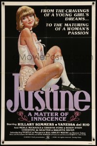 3f463 JUSTINE A MATTER OF INNOCENCE 1sh '80 art of sexy Hillary Summers in title role!