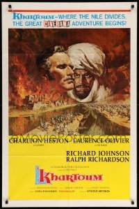 3f468 KHARTOUM style A Cinerama 1sh '66 art of Charlton Heston & Laurence Olivier, great adventure!