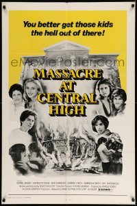 3f573 MASSACRE AT CENTRAL HIGH 1sh '76 Carradine, you better get those kids the hell out of there!