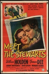 3f576 MEET THE STEWARTS 1sh '42 close-up of William Holden & Frances Dee!