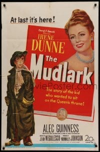 3f607 MUDLARK 1sh '51 great artwork of Irene Dunne as Queen Victoria of England!
