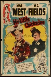 3f617 MY LITTLE CHICKADEE 1sh R50 great images of W.C. Fields & sexy Mae West + cartoon art!