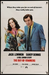 3f675 OUT-OF-TOWNERS 1sh '70 Jack Lemmon, Sandy Dennis, written by Neil Simon!