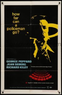 3f687 PENDULUM 1sh '69 George Peppard, Jean Seberg, how far can a policeman go?