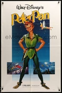 3f692 PETER PAN 1sh R82 Walt Disney animated cartoon fantasy classic, great full-length art!