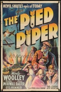 3f698 PIED PIPER 1sh '42 Irving Pichel, Monty Woolley saves children from Nazis, stone litho!