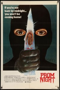 3f718 PROM NIGHT 1sh '80 Jamie Lee Curtis won't be coming home, wild horror art!