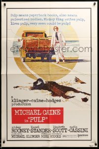 3f723 PULP 1sh '72 Michael Caine, wild murder artwork of girl run over by truck!