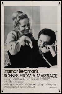 3f761 SCENES FROM A MARRIAGE 1sh '74 Ingmar Bergman, Liv Ullmann, Erland Josephson