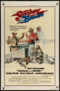 3f803 SMOKEY & THE BANDIT 1sh '77 art of Burt Reynolds, Sally Field & Jackie Gleason by Solie!