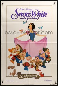 3f805 SNOW WHITE & THE SEVEN DWARFS 1sh R87 Walt Disney animated cartoon fantasy classic!