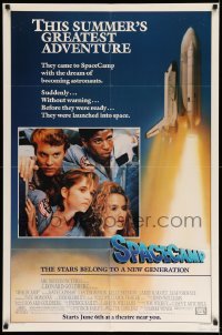 3f813 SPACECAMP advance 1sh '86 Lea Thompson, Kate Capshaw, Joaquin Phoenix, Space Shuttle Atlantis