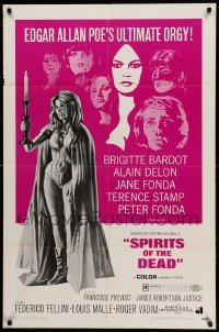 3f814 SPIRITS OF THE DEAD 1sh '69 Federico Fellini, Reynold Brown artwork of sexy Jane Fonda!