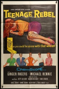 3f873 TEENAGE REBEL 1sh '56 Michael Rennie sends daughter to mom Ginger Rogers so he can have fun!