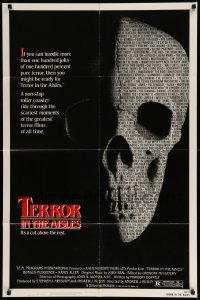 3f876 TERROR IN THE AISLES 1sh '84 cool close up skull image, a rollercoaster of scary moments!