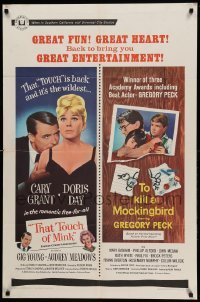 3f879 THAT TOUCH OF MINK/TO KILL A MOCKINGBIRD 1sh '67 Cary Grant/Gregory Peck double bill!